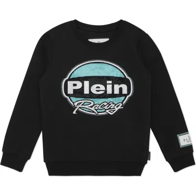 Philipp Plein Kids'  Sweatshirt Round Neck Ls Strass Racing Club Boy In Black