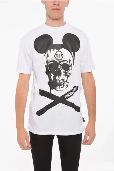 Philipp Plein Switzerland Printed Mouse Skull Cotton T-shirt In White