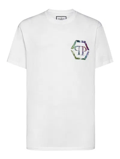 Philipp Plein Printed Graphic T-shirts Round Neck In White