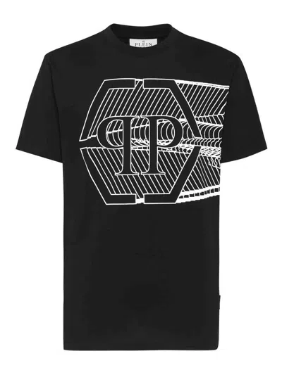Philipp Plein Crew Neck Graphic Print Short Sleeves In Black