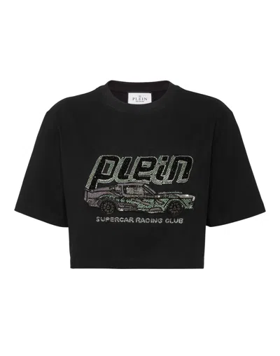 Philipp Plein T-shirt Crop Plein Car In Black