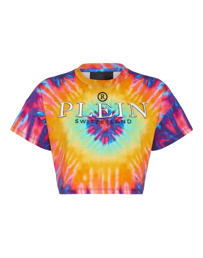 PHILIPP PLEIN T-SHIRT CROP ROUND NECK SS TIE DYE