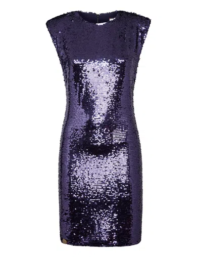 Philipp Plein T-shirt Dress Sleeveless With Crystals In Blue