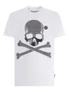Philipp Plein Crew Neck Skull And Crossbones T-shirt In White