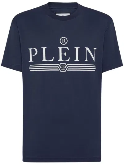 Philipp Plein Logo-print Cotton T-shirt In Blue