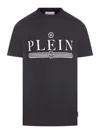 Philipp Plein Black Cotton T-shirt With Logo Print In Negro
