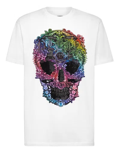 Philipp Plein T-shirt Round Neck Ss Baroque Skull In White