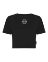 Philipp Plein T-shirt Round Neck Ss Crystal Hexagon In Black