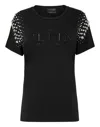 Philipp Plein Crystal Iconic Cotton T-shirt In Black