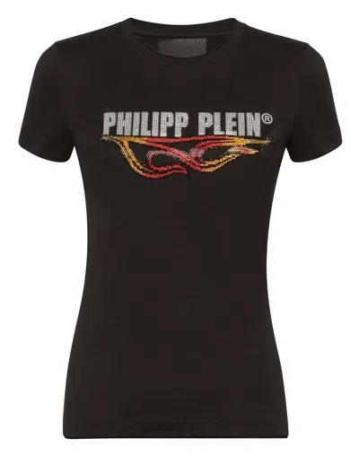 Philipp Plein T-shirt Round Neck Ss Destroyed In Black
