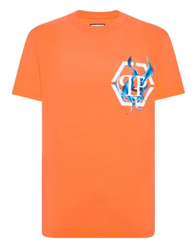 Philipp Plein Logo-print Cotton T-shirt In Orange