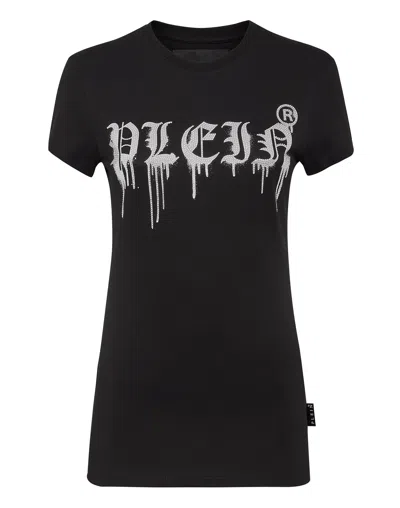 Philipp Plein T-shirt Round Neck Ss Gothic Plein In Black