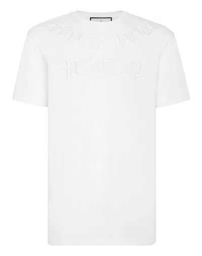 Philipp Plein T-shirt Round Neck Ss Gothic Plein In White