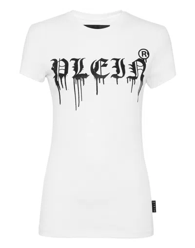 Philipp Plein T-shirt Round Neck Ss Gothic Plein In White