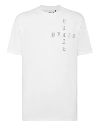 Philipp Plein T-shirt Round Neck Ss Gothic Plein With Crystals In Multi
