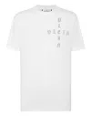 Philipp Plein T-shirt Round Neck Ss Gothic Plein With Crystals In White