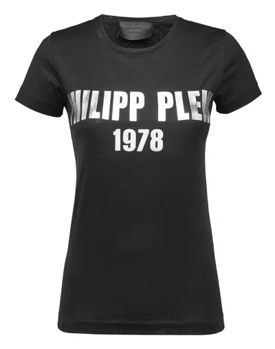 Philipp Plein T-shirt Round Neck Ss "graet Pp 78" In Black