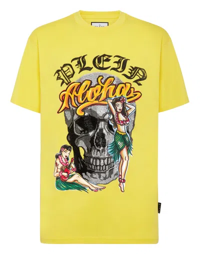 Philipp Plein T-shirt Round Neck Ss Hawaii In Yellow