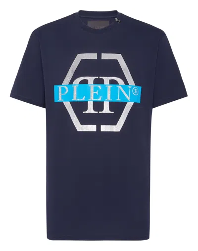 Philipp Plein Haxagon-print Crew-neck T-shirt In Blue