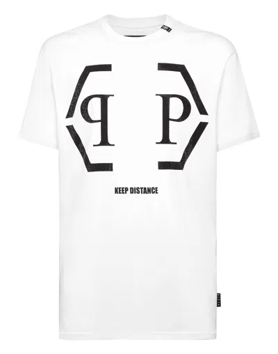 Philipp Plein T-shirt Round Neck Ss Hexagon In White