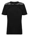 Philipp Plein Lace Insert Round Neck T-shirt In Black
