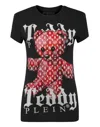 Philipp Plein T-shirt Round Neck Ss Monogram Teddy Bear In Black