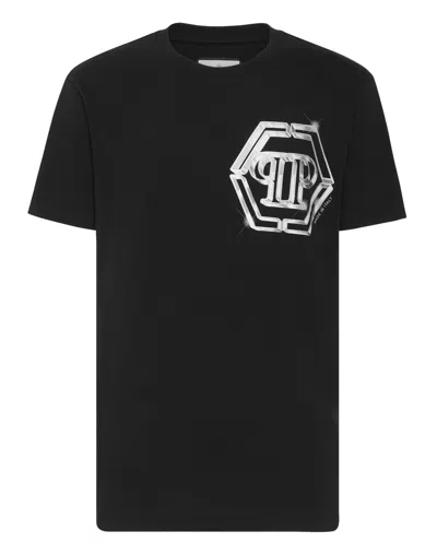 Philipp Plein T-shirt Round Neck Ss Pp Glass In Black