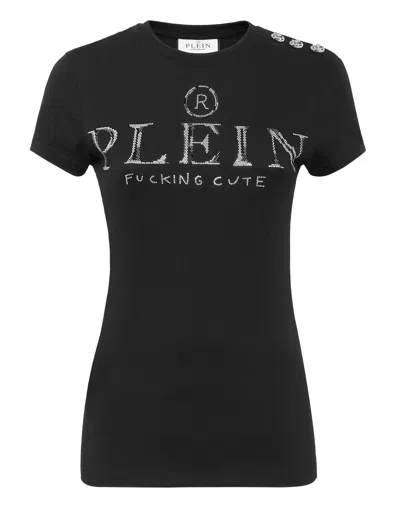 Philipp Plein T-shirt Round Neck Ss Sexy Pure Fit With Crystals In Black