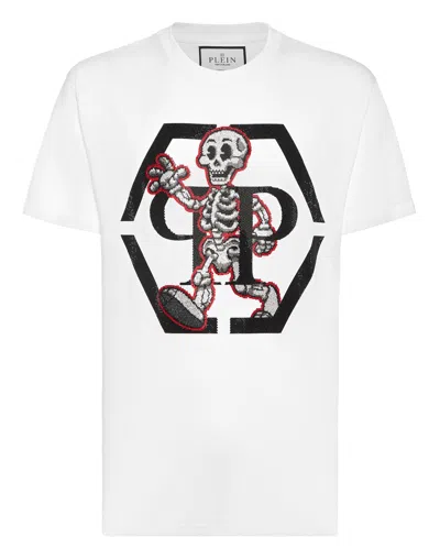 Philipp Plein Rhinestone-skeleton Cotton T-shirt In White