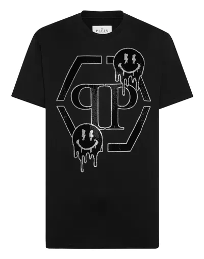 Philipp Plein Smile Rhinestone-embellished T-shirt In Black