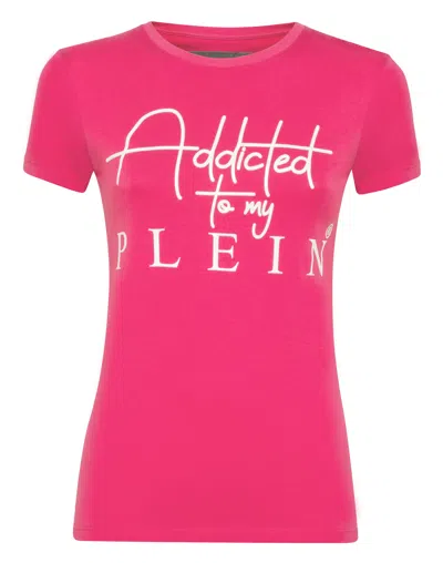 Philipp Plein T-shirt Round Neck Ss Statement In Pink