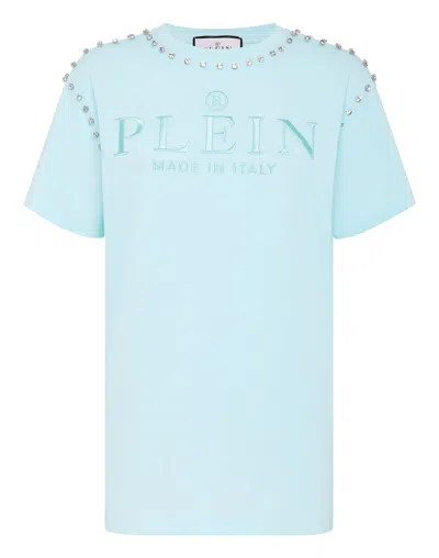Philipp Plein T-shirt Round Neck Ss Stones In Blue