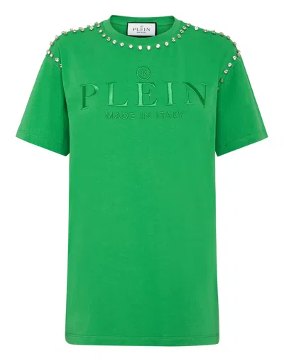 Philipp Plein T-shirt Round Neck Ss Stones In Green