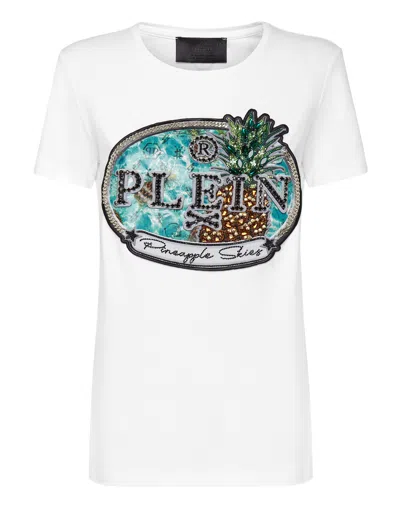 Philipp Plein T-shirt Round Neck Ss Stones Pineapple Skies In White