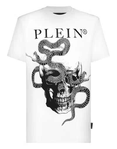 Philipp Plein T-shirt Round Neck Ss Stones Snake In White