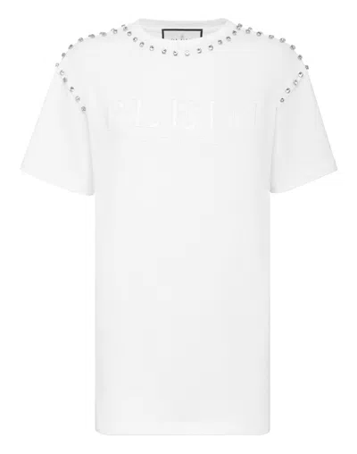 Philipp Plein T-shirt Round Neck Ss Stones In White