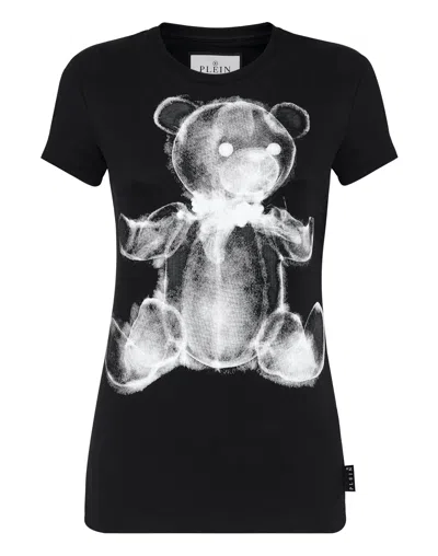 Philipp Plein T-shirt Round Neck Ss Teddy Bear In Black