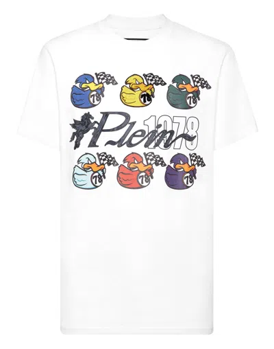 Philipp Plein T-shirt Round Neck Ss Tee Plein 1978 Duck In White