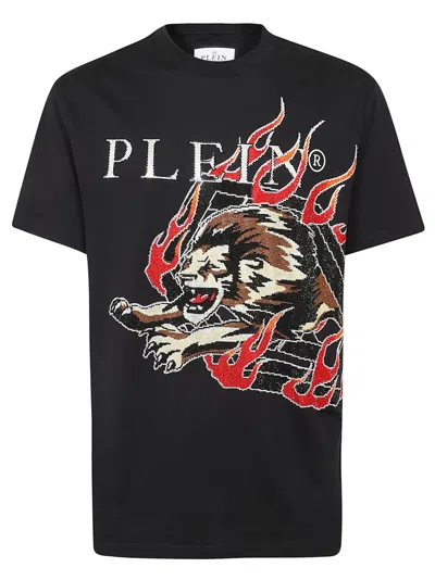 Philipp Plein T-shirt Round Neck Ss With Cry In Black
