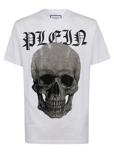 Philipp Plein T-shirt Round Neck Ss With Cry In White