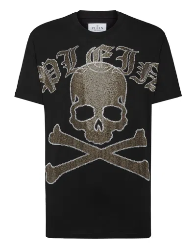 Philipp Plein Gothic Plein Strass Cotton T-shirt In Black