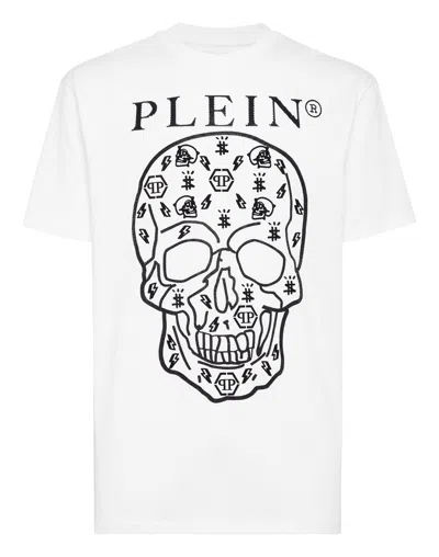 Philipp Plein T-shirt Round Neck Ss With Crystals In White