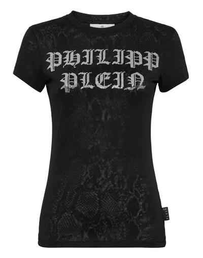 Philipp Plein Crystal-embellished Cotton T-shirt In Black