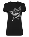 Philipp Plein T-shirt Sexy Pure Round Neck Ss Strass Love Plein In Black