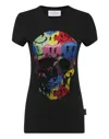 Philipp Plein Skull-print Rhinestones-embellishment T-shirt In Black