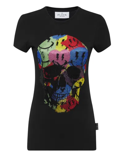 Philipp Plein Skull-print Rhinestones-embellishment T-shirt In Black