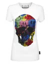 Philipp Plein Skull-print Rhinestones-embellishment T-shirt In White