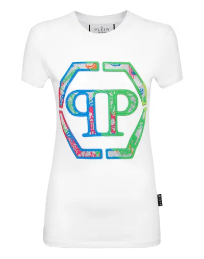 Philipp Plein Logo-embellished Cotton T-shirt In White
