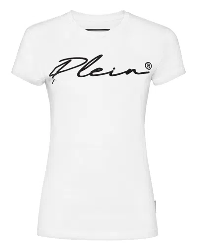 Philipp Plein Crew Neck Lightweight Short Sleeves Soft Texture Stretch Fabric In White