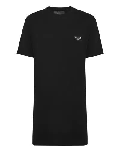 Philipp Plein T-shirt Short Dress Round Neck Ss Iconic Plein In Black